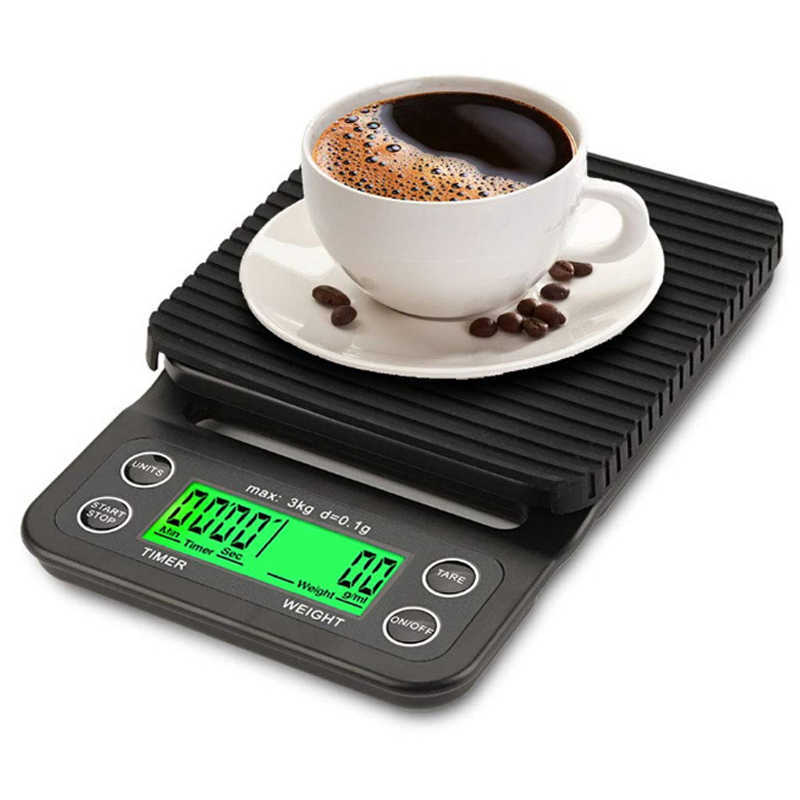 家庭スケール3kg/0.1g 5kg/0.1gコーヒーの重量スケールとタイマーポータブル電子デジタルキッチンスケール高精度LCD電子スケールX0726