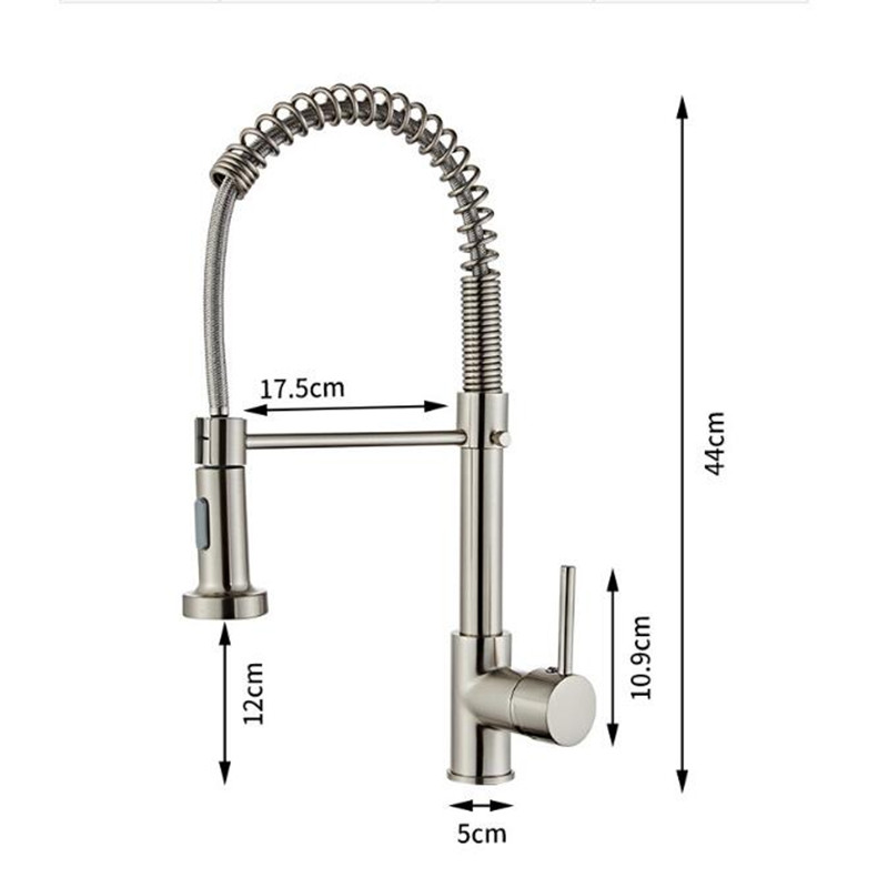 Rubinetti da cucina Rubinetti neri lavello da cucina Monocomando estraibile Miscelatori beccuccio a molla Rubinetto Acqua fredda nichel calda Gru