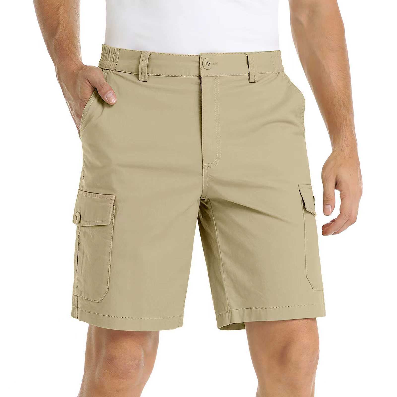 2023 Novos Shorts Masculinos de Cor Sólida com Vários Bolsos Roupas Casual de Trabalho Capris Tamanho Grande Roupas Casuais 12 Cores