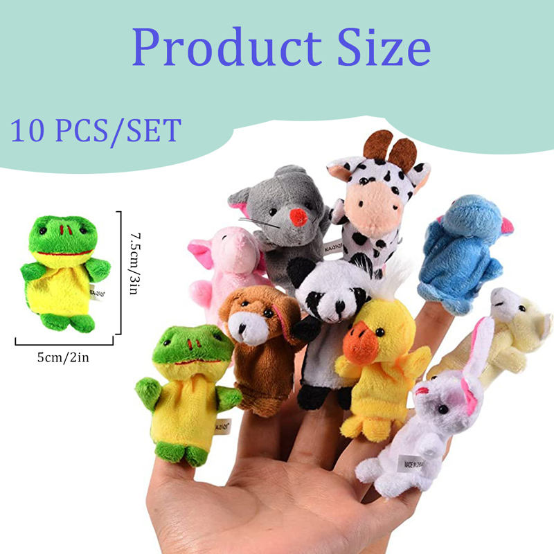 10 cute hand puppets, a set of finger puppets, 10 small animals, finger puppets, plush puzzle dolls, early education