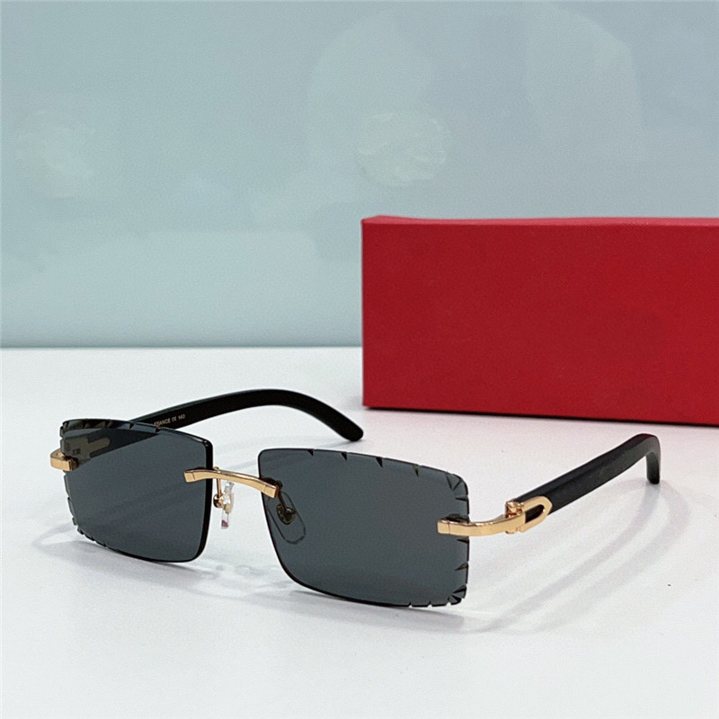 New fashion design square sunglasses 0339S rimless frame cutting lenses wooden temples simple style versatile outdoor UV400 protection eyewear