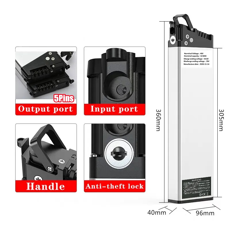 Folding Electric Bike Battery 48V 10AH 12AH 13.6AH 36V 13AH 250W 350W 500W med 54.6V 2A -laddare