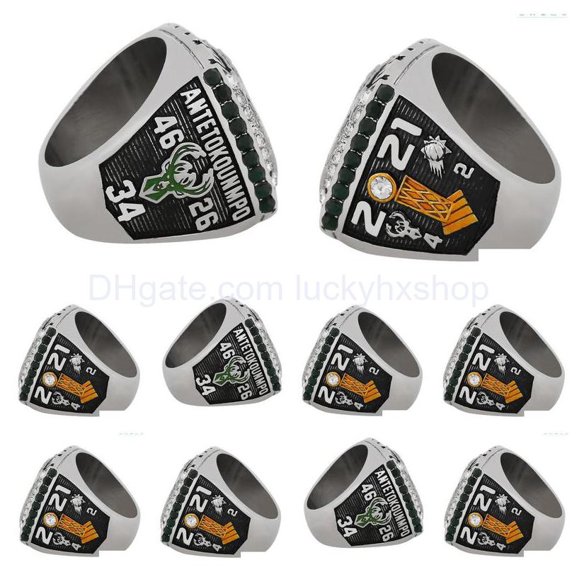 Cluster Rings The Bucks 2021 Wolrd Champions Team Basketball Championship Ring Sport Souvenir Fan Promotion Gift grossist Drop Delive DHWR2