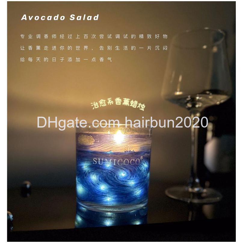 Velas 10 pçs SUMICOCO Blue Lover Professor Aniversário Cena Atmosfera Fragrância Vela Caixa de Presente com Mão Presente Presente Incluindo Caixa