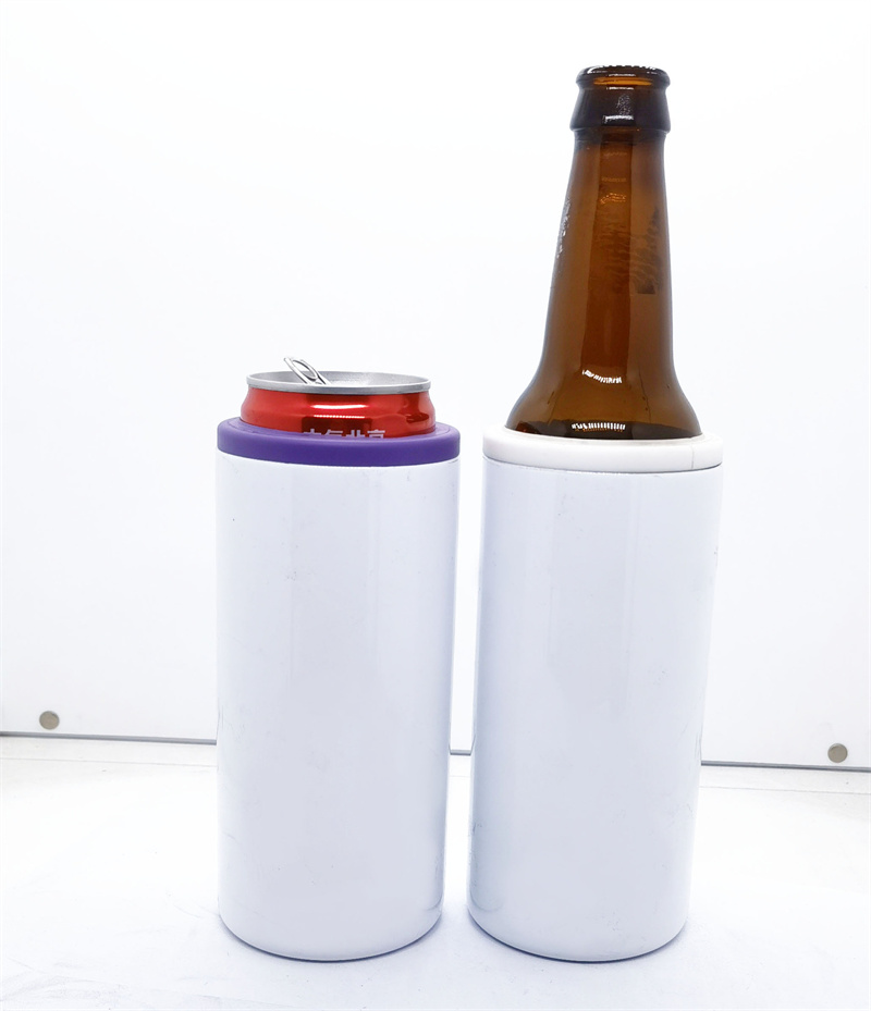 DIY Sublimation 12oz Can Cooler avec Deux Couvercles Slim Can Insulator Acier Inoxydable Gobelet Isolé Sous Vide Bouteille Isolation Froide Peut Stocker