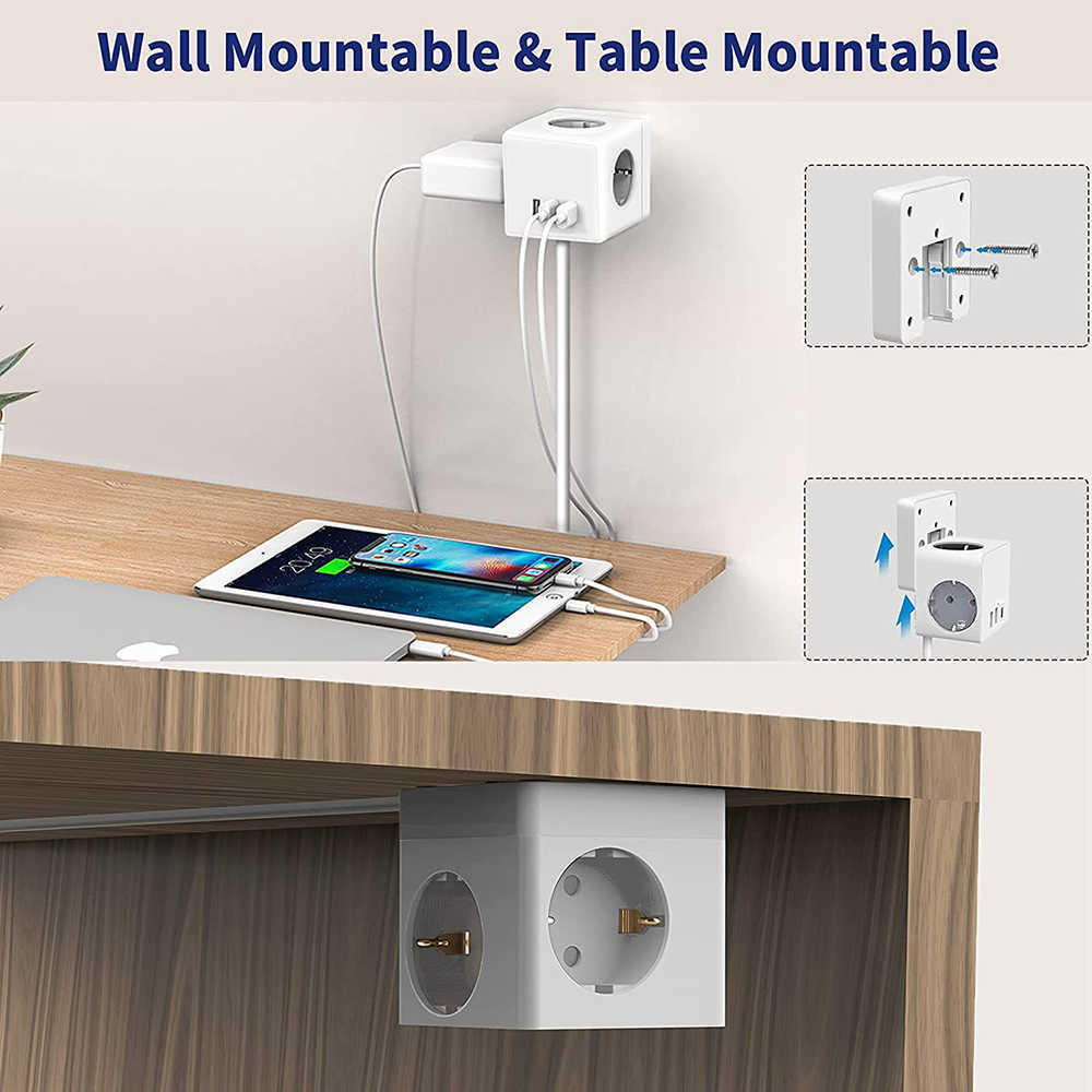 Intelligente Netzstecker SANDIY Mehrfach-Smart-Plug-Wandsteckdose EU 16A 220V Elektrische Verlängerung Steckdosenadapter 3 Stecker 2 USB-Netzwerkfilter für Zuhause HKD230727