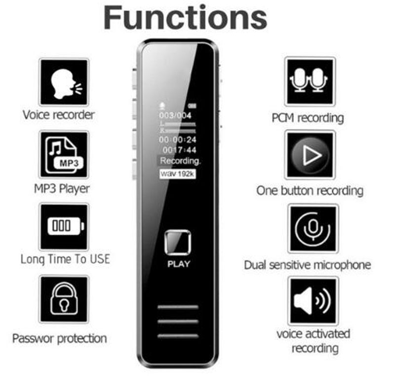 Professional 32GB Digital Voice Recorder Multifunctional Mini Audio Recording Pen Flash Drive Disk Pen MP3 Player USB Dictaphone Device For Meeting Class