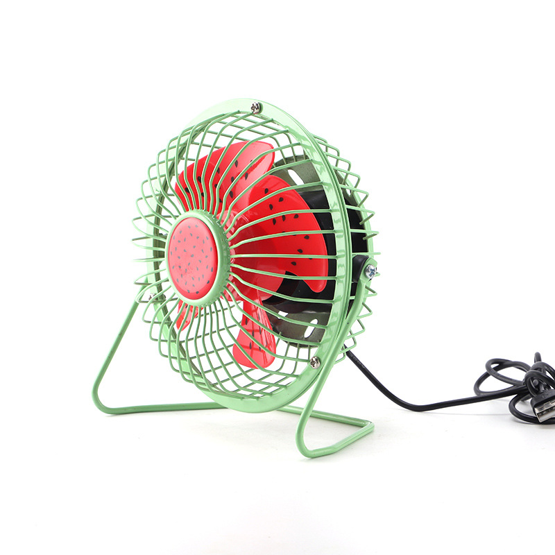 Mini Watermelon Fan Aluminum Small Desk USB 4 Blades Cooler Cooling Fan 4inch