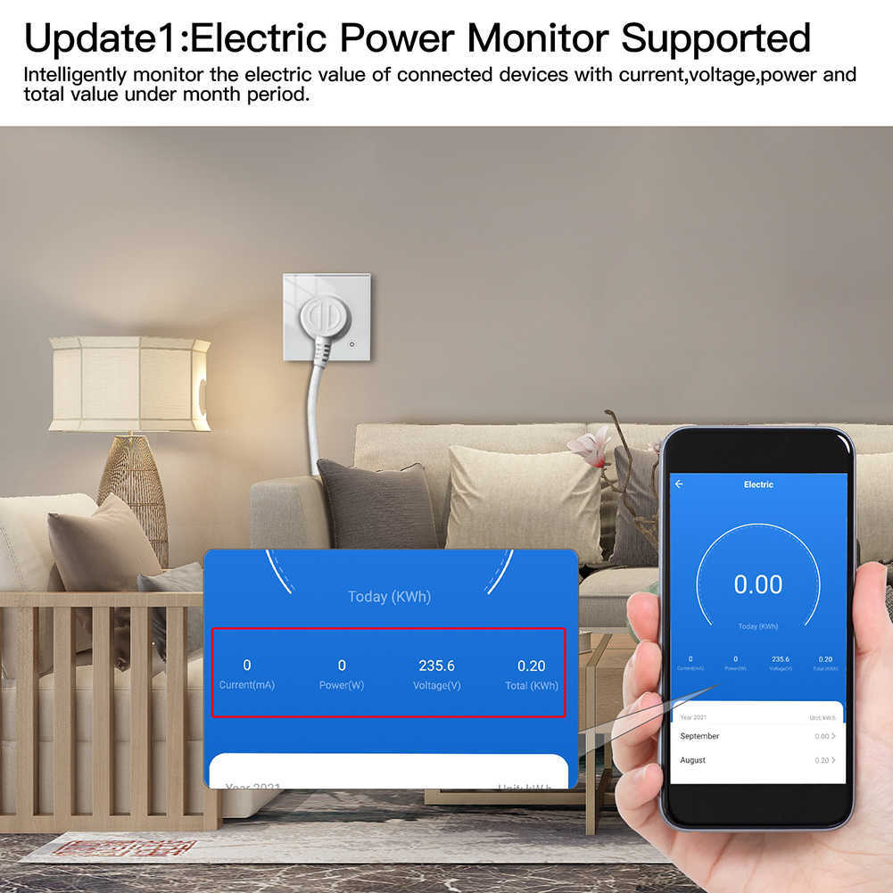 Smart Power Plugs WiFi Tuya Smart Wall Socket Glass Panel Outlet Power Monitor Touch Plug Relay Status Lättläge Justerbar smart liv App Alexa HKD230727