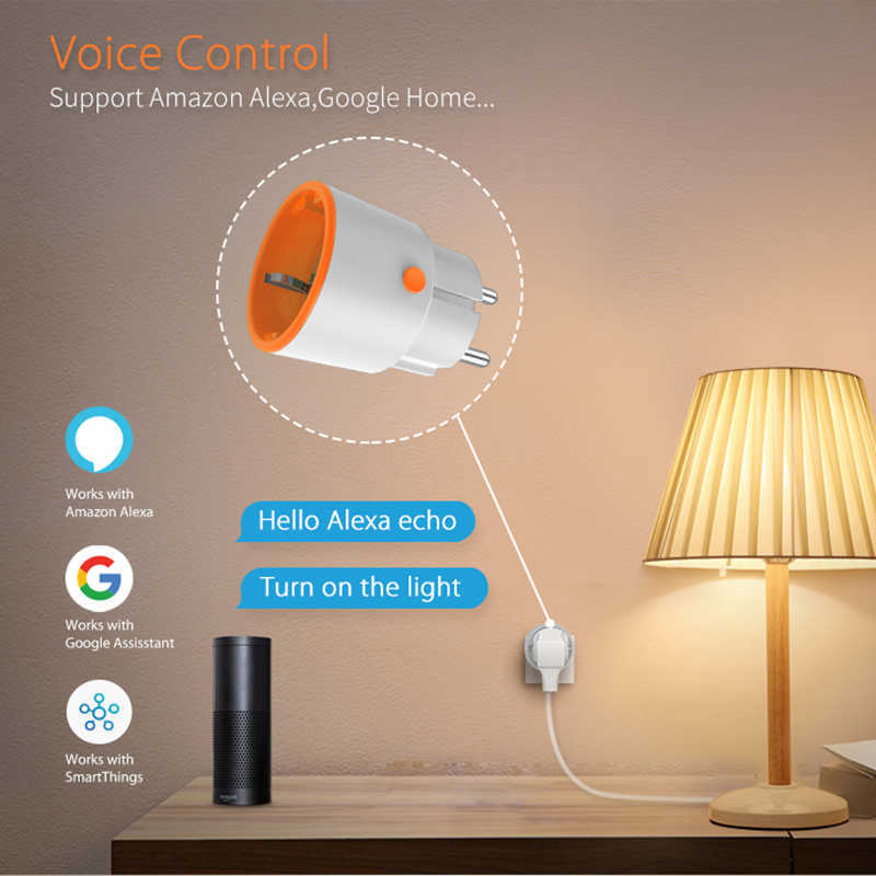 Smart Power Plugs Lonsonho Tuya Zigbee Plug Smart EU Socket 16A Power Metter Smart Life Home Automation compatible Alexa Assistant HKD230727