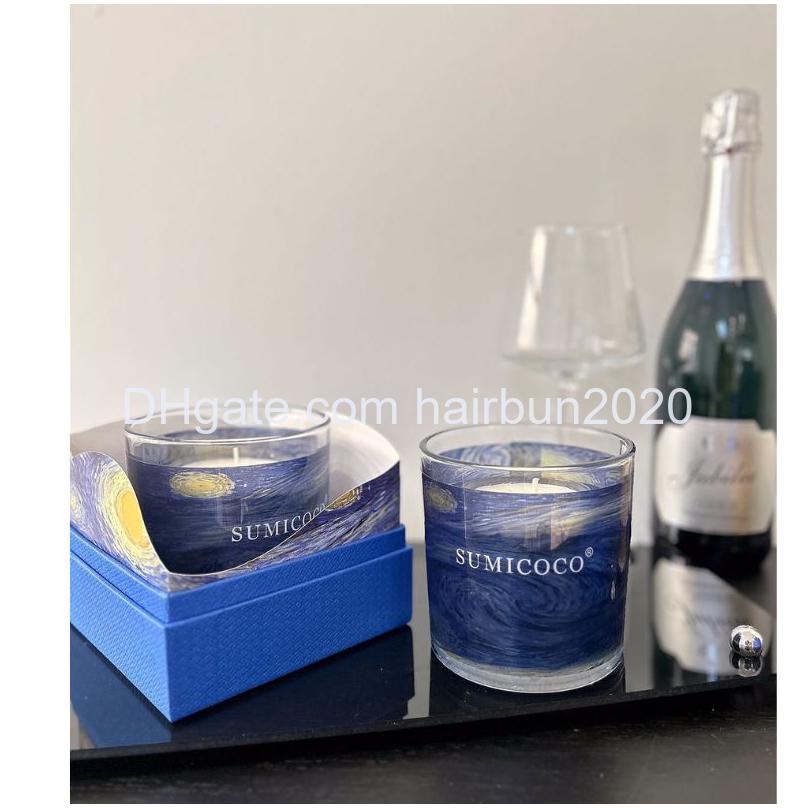 Velas 10 pçs SUMICOCO Blue Lover Professor Aniversário Cena Atmosfera Fragrância Vela Caixa de Presente com Mão Presente Presente Incluindo Caixa