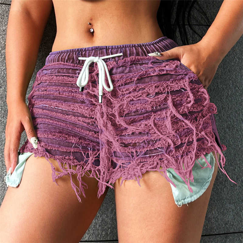 2023 sommer Neue frauen Rand Fringe Sexy Eingewickelt Hüfte Taille Fit Denim Shorts robin jeans jean