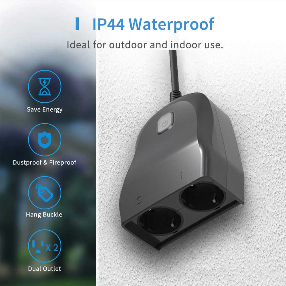 Smart Power Plugs Wifi WiFi Smart Plice IP44 Outlet Waterproof Outlet Tuya Smart Garden Water Timer Socket Remote WiFi يعمل مع Alexa HKD230727