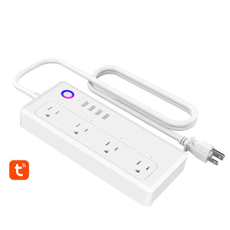 Smart Power Plugs SmartLife Power Strip WiFi Smart Power Strip Plug 4 منافذ مقبس الاتحاد الأوروبي مع 4 منافذ موانئ USB مع Alexa Home Assistant HKD230727