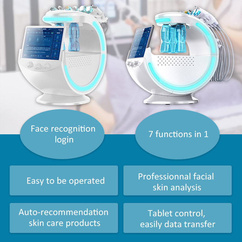 Equipo de belleza multifuncional Máquina hidrofacial de oxígeno 7 en 1 Gestión de microdermoabrasión Sistema analizador de piel Analizador facial para salón de belleza