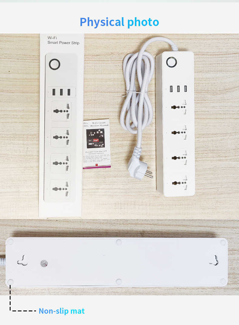 Smart Power Plugs WiFi Tuya Smart Socket General US/EU/UK 4 UITLOKEN 3USB 10A Power Strip Surge Protector 2500W App Contorl Alexa/Socket HKD230727