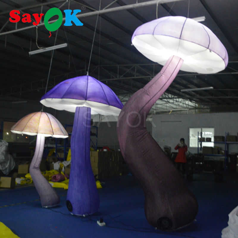 Cogumelo inflável vintage SAYOK Cogumelo inflável com luz branca usado para decoração de palco de festa de evento