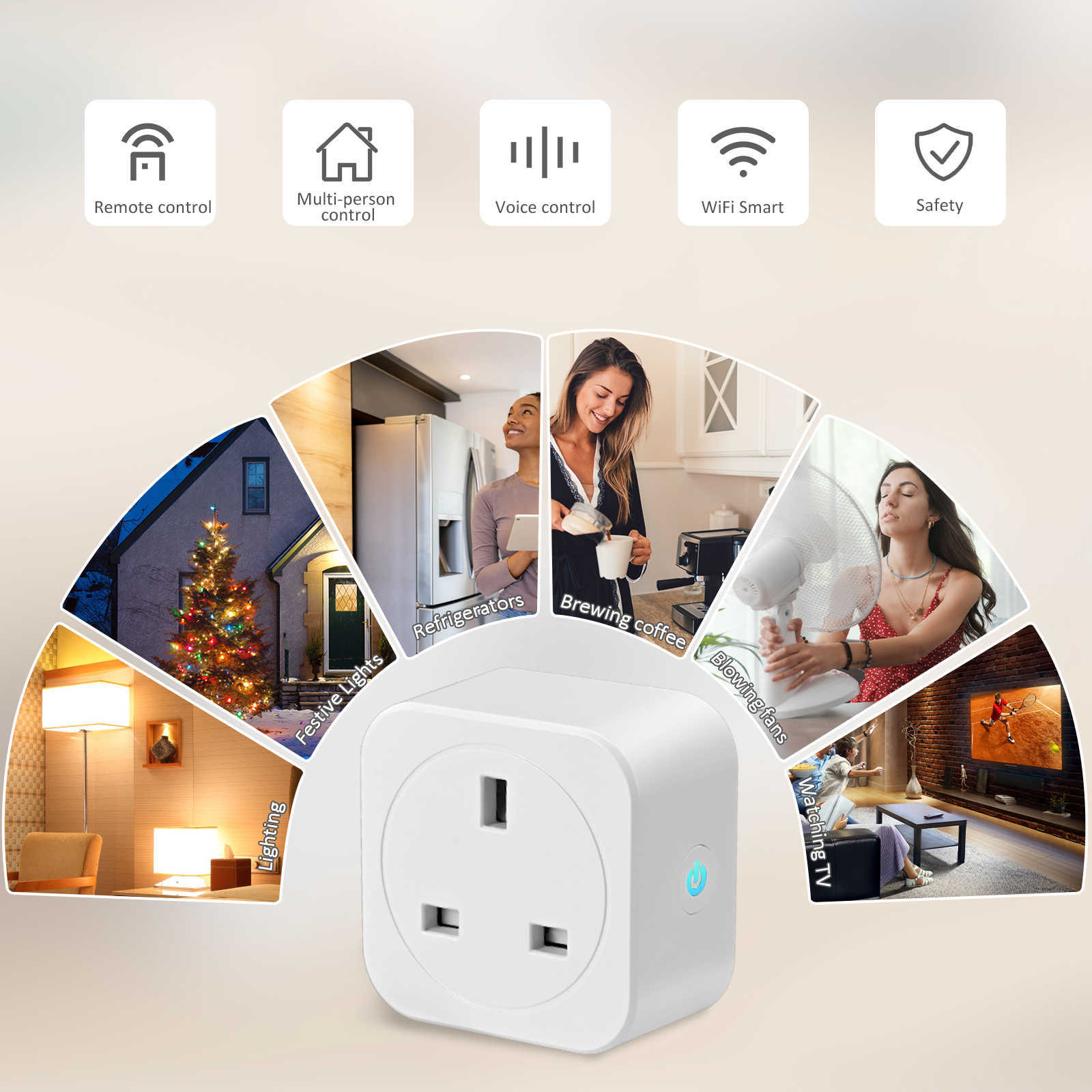 Smart Power Plugs 16A/20A WIFI Wireless Control Smart Plug With Alexa Assistant Energy Monitoring Smart Sockets With Timer CE ROHS HKD230727