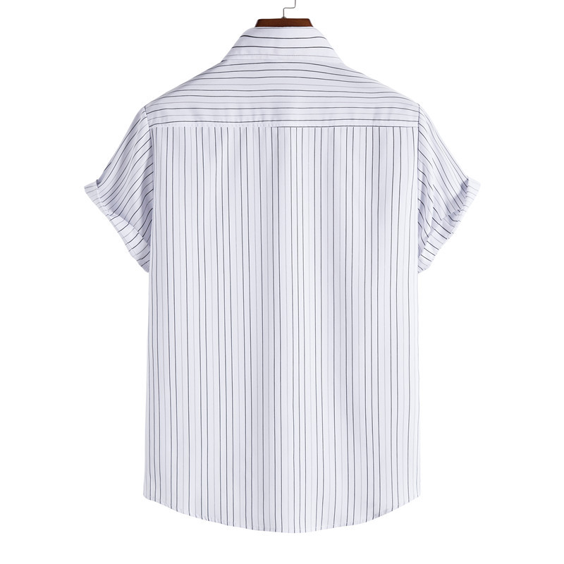 Designer BLOUSES Herrskjorta Toppar Mens Summer Men's Rands Short-Sleeved Shirt Trend Casual Loose Simple Everything Fresh Shirt For Green Cotton Stripe Pattern