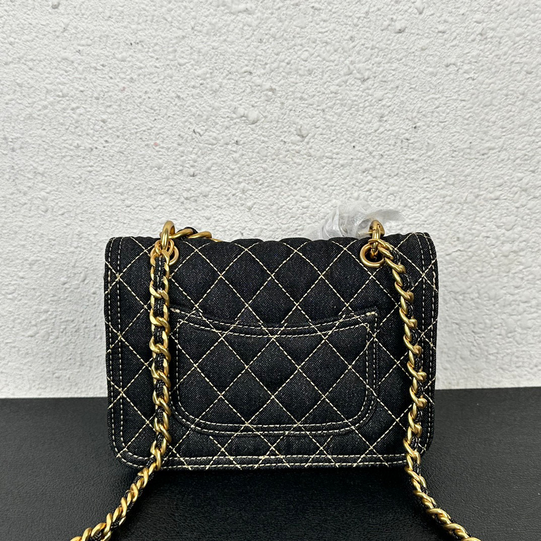 1: 1 Bolsa jeans de qualidade espelhada Bolsa de grife feminina Bolsa de ombro com corrente Diamante clássica xadrez Oblíqua com aba cruzada