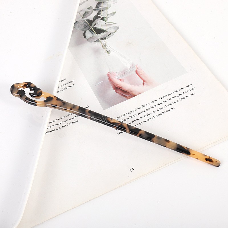 Vintage Chinese Style Hair Sticks for Women Girls Fashion Acetate Chopstick Shaped Hair Clips Pins Jewelry Hair Accessories