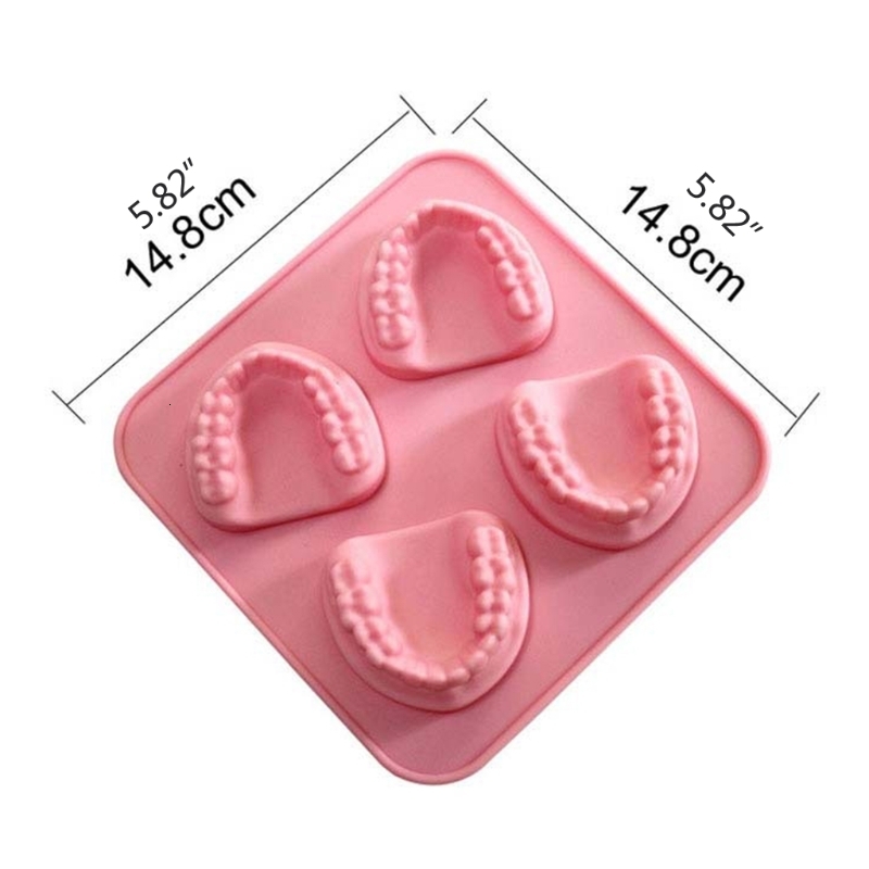 Bouteilles Bocaux 4 Trous Dentier Dents En Forme De Cube De Glace Moule En Silicone Plateau DIY Crème Moule Drôle Gag Cadeau pour Dentiste Seniors Fête Des Pères 230627