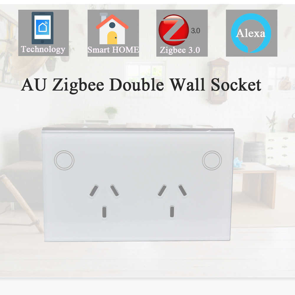 Smart Power Plugs 2022 Новое прибытие Zigbee Inwall Sockets Au Стандартное управление с двойным питанием Alexa Wireless Tuya App Hkd230727