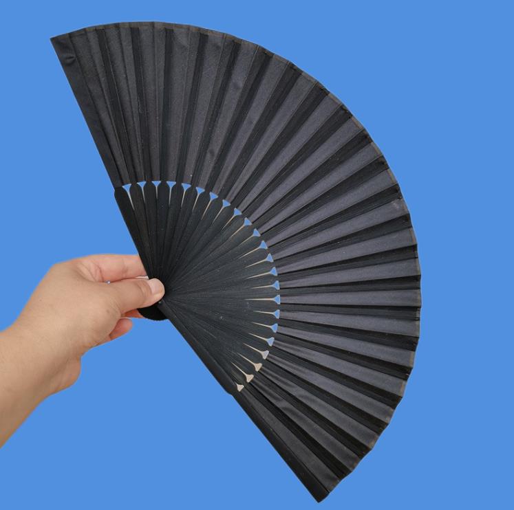 Party Favor Chinese Vintage Black Hand Fan Silk Fabric Face Bamboo Handle Dance Wedding Party Decorative Fan Classic Folding Fans SN6239