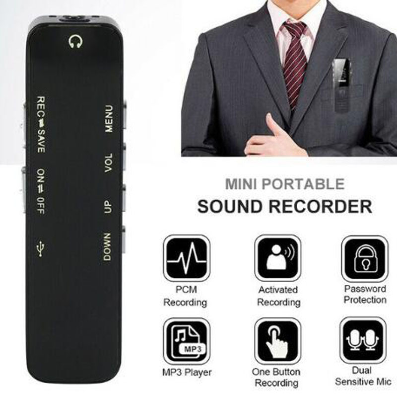 Professionell 32 GB Digital Voice Recorder Multifunktionell Mini Audio Recording Pen Flash Drive Disk Pen Mp3 Player USB Dicafon Device for Meeting Class