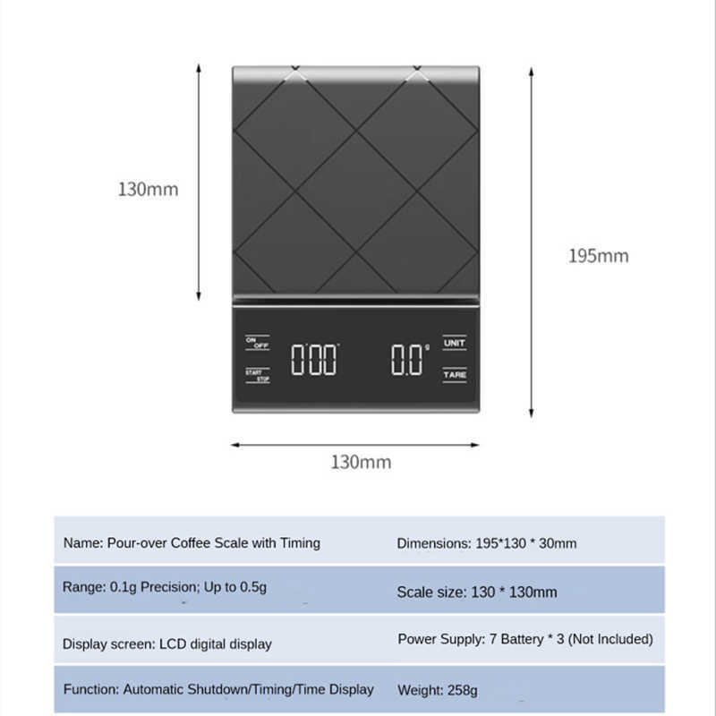 Skale gospodarstw domowych przenośna skala kawy z timer inteligentna cyfrowa elektroniczna skala kuchenna Wysoka precyzyjna skala biżuterii Waże gospodarstwa domowego x0726