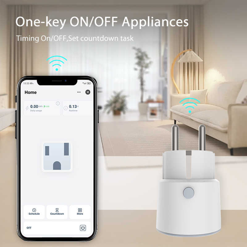 Smart Power Plugs Lonsonho Matter WiFi Smart Plug Mini Type F/E EU Socket 16A Power Meter Compatible HomeKit Alexa Home Tuya App HKD230727