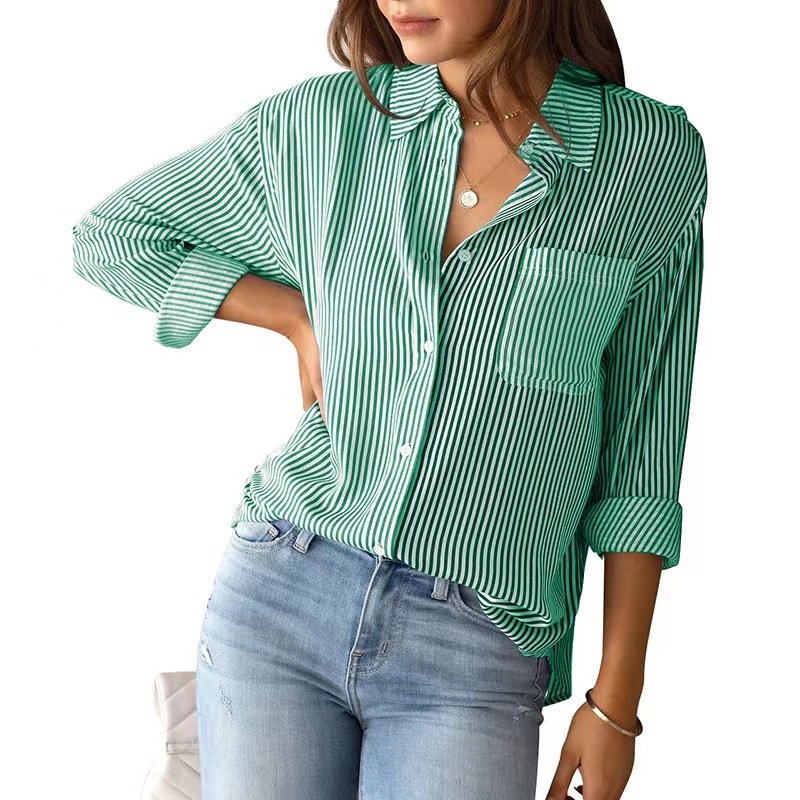 Women's shirt designer cottona burberry shirt Striped cardigan top loose casual long-sleeved shirt New fall 2023 Button-up shirt with striped classic long sleeves