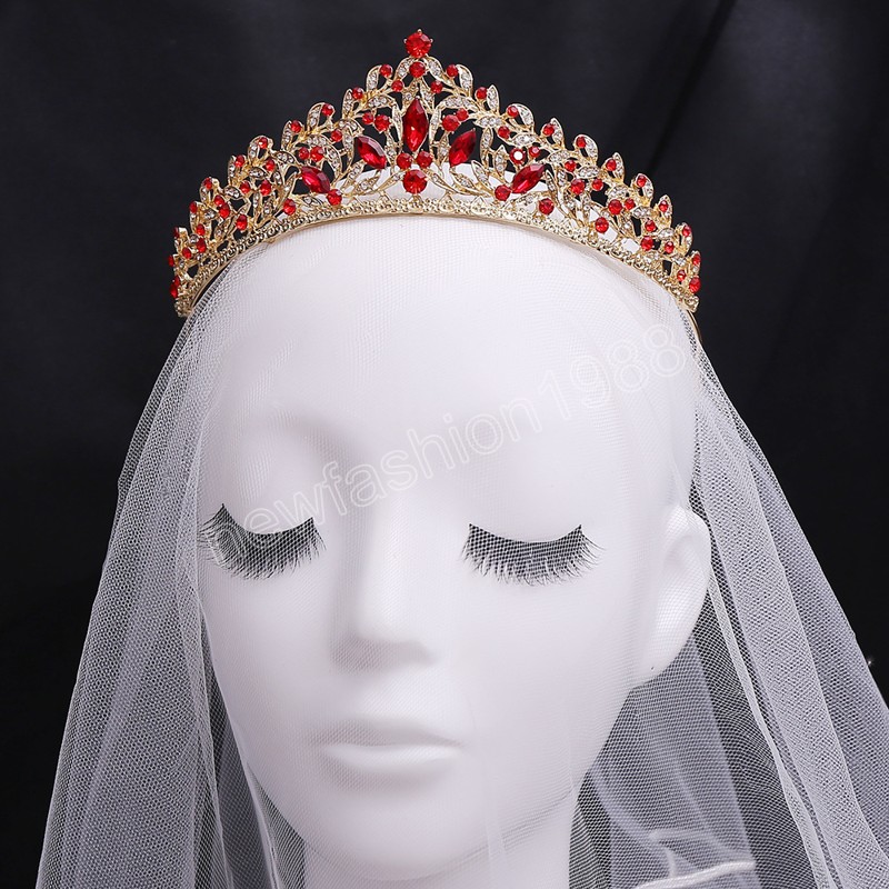 Magnifique luxe Bue vert rouge cristal mariée diadème couronne nouvelle mariée bandeaux cheveux de mariage nouveaux accessoires de bijoux
