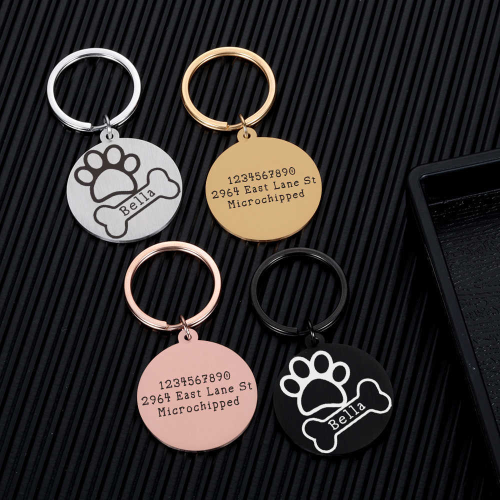 Gepersonaliseerde Aangepaste Identificatie Naam Plaat Graveren Anti-verloren Hond ID Tags voor Puppy Kat Halsband Hanger Adres Tags L230620