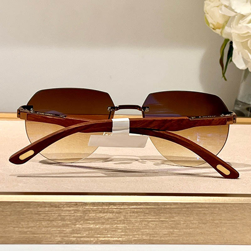 Designer solglasögon bruna ovala herrglasögon CT0288S RIMLESS BROWN LINS TRÄD MÄN MÄRLIGA CASUAL KVINNS SUNGLASSER