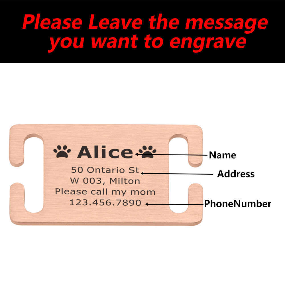 Gepersonaliseerde Pet ID Tag Slide-on Gegraveerde RVS Naamtags Halsband Accessoires Hanger Graveren Adres Honden Naambord L230620