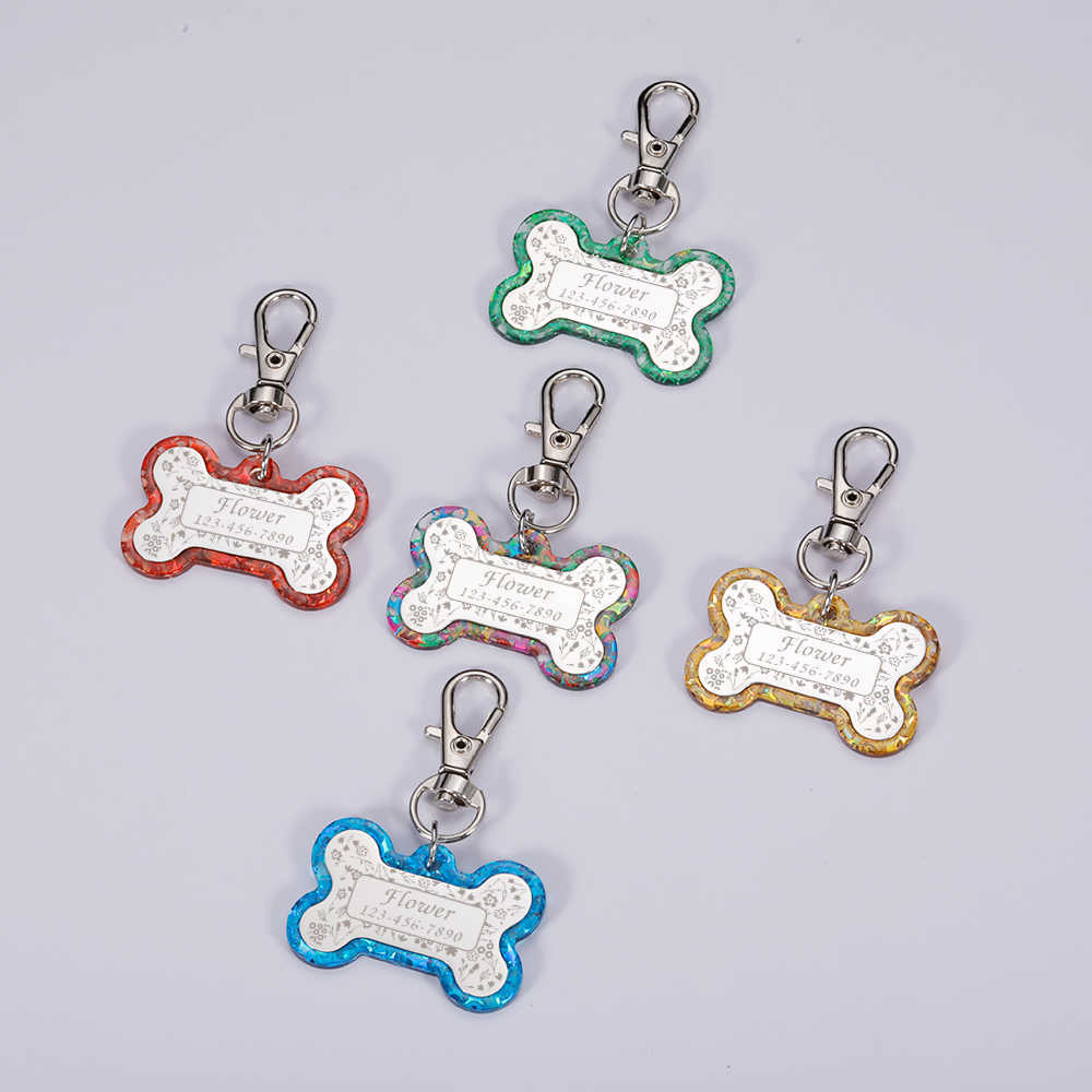 1 pz Trasporto Personalizzato Pet ID Collari Tag Animali Acrilico ID Tag Personalizzato Cane Gatto Collare Colorato Accessori Animali Nome Tag L230620