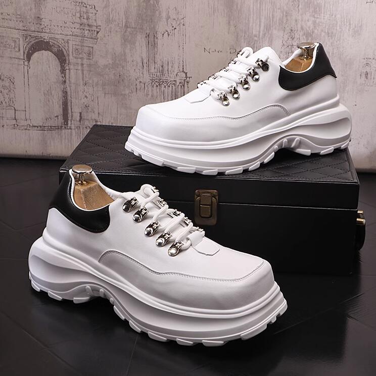 High Quality Leather Designer Platform Casual Shoes Luxury Men High Tops Sneakers Hip Hop Board Shoes Zapatillas Hombre 1AA27