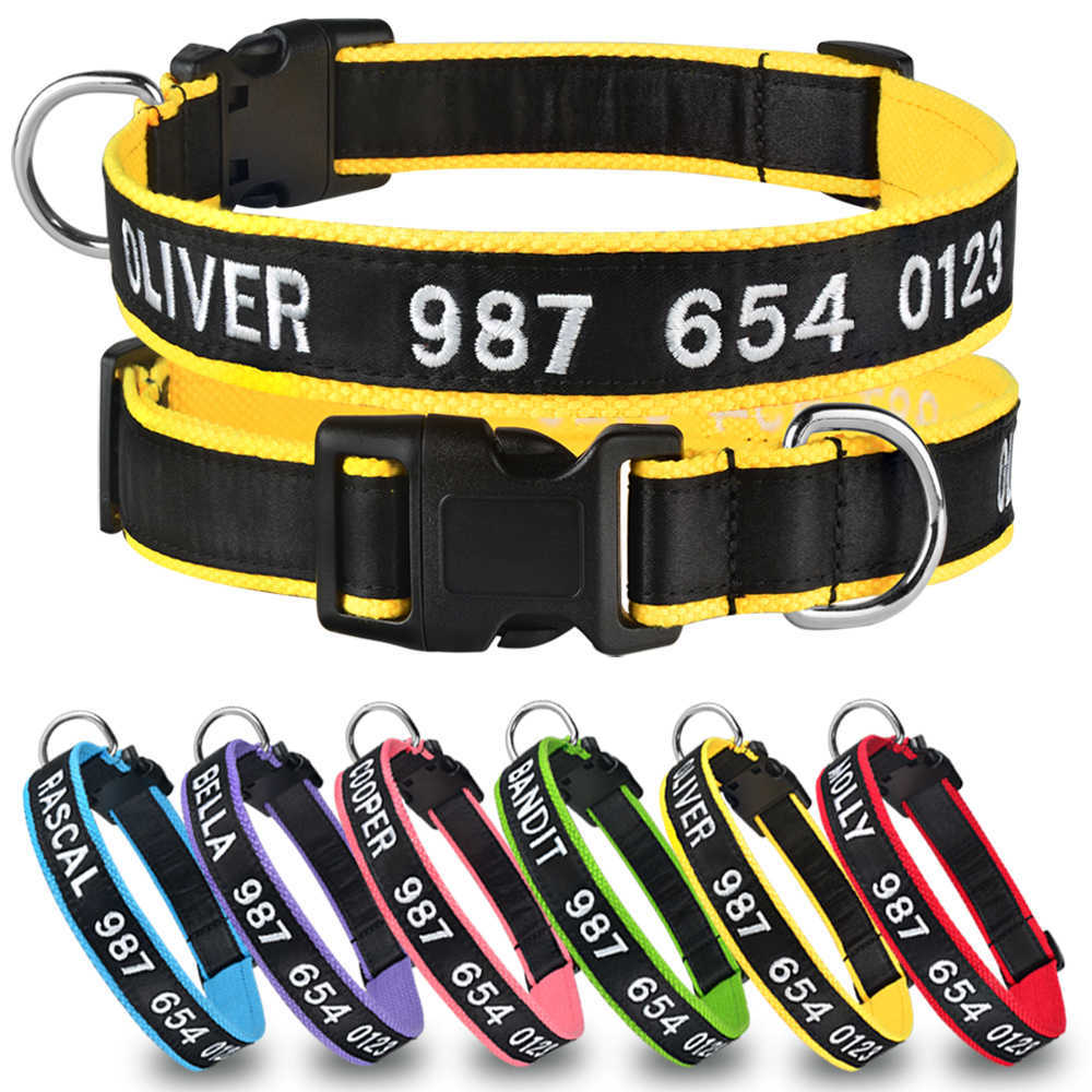 Nylon Anpassad hundkrage Personlig broderi Pet Dog Tag Collar Justerbar valpens typskylt ID -krage för små stora hundar L230620