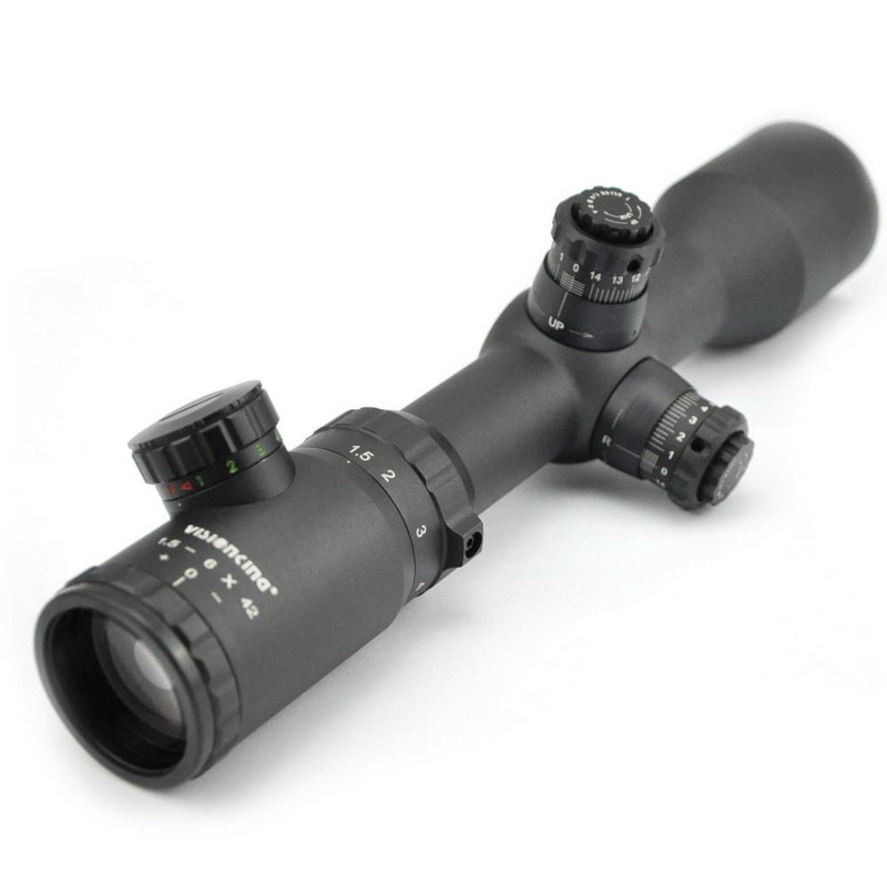 الرؤية 1.5-6x42 Riflescope النطاقات بندقية الصيد طويلة المدى تكتشف البصرية البصرية البصرية الإكسسوارات الصيد CAZA
