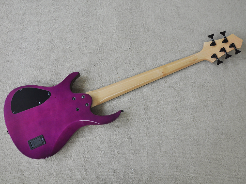 5 strängar Purple Electric Bass Guitar med Rosewood Fretboard, 24 banden, kan anpassas som begäran
