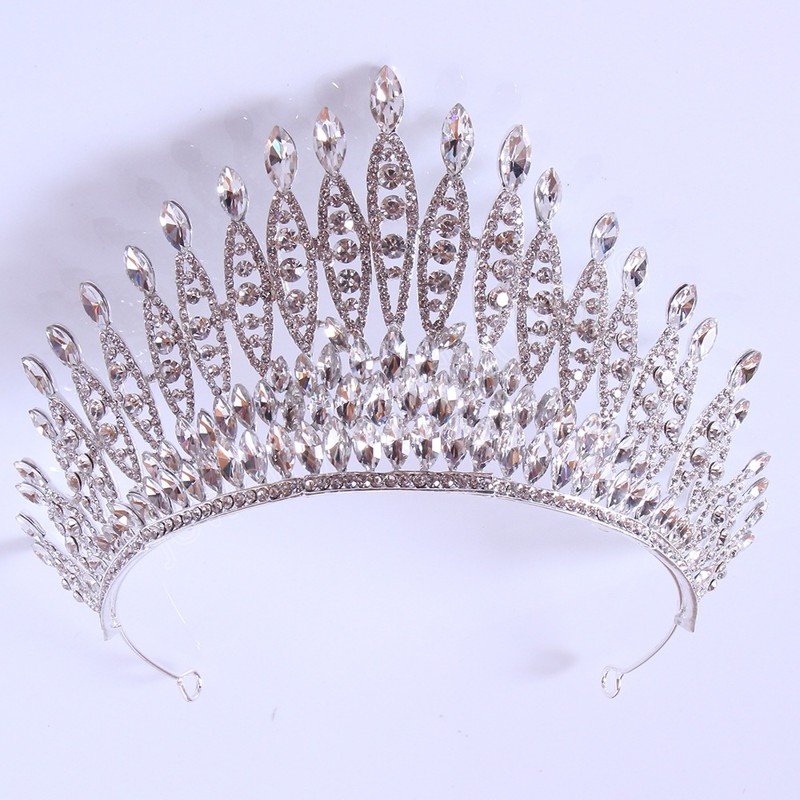 Luxe Hemelsblauw Kristallen Kroon Haaraccessoires Tiara Voor Vrouwen Bruiloft Bruids Rood Rood Groen Strass Kroon Haar Sieraden