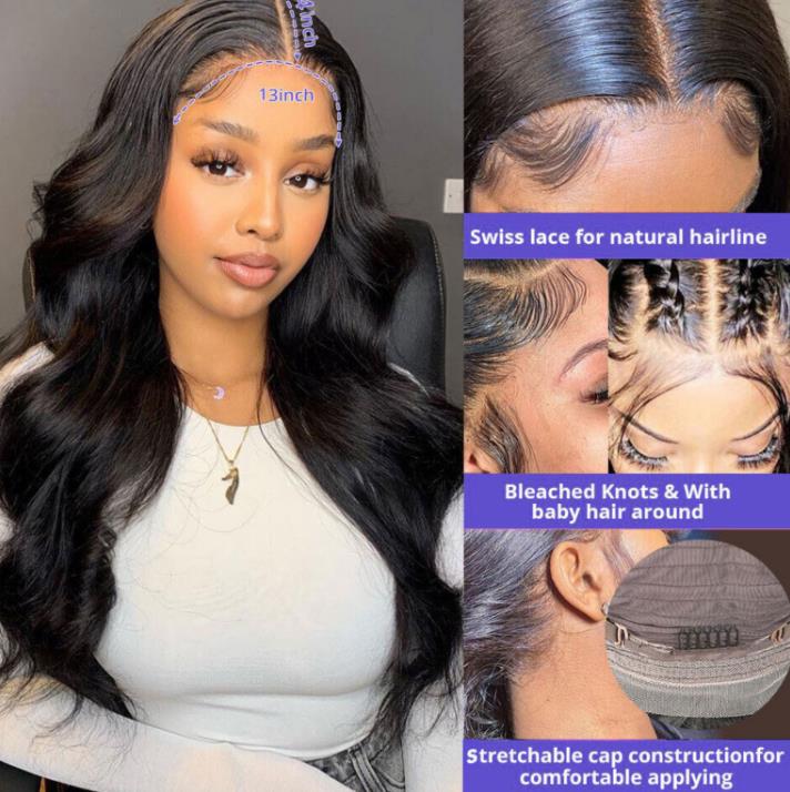 360 Full Lace Wig Cheveux humains pré-plumés Body Wave 360 HD Lace wig