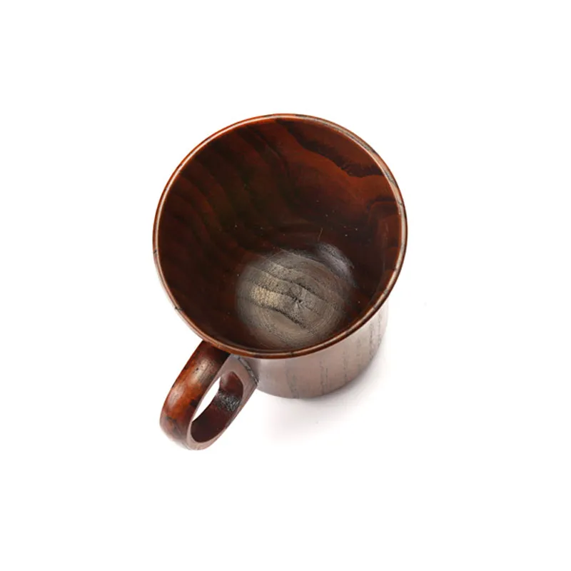 Taza de cerveza de madera de 280ml, taza de madera primitiva de alta calidad con asa, taza de café de madera Natural, taza de té, regalo de madera para beber