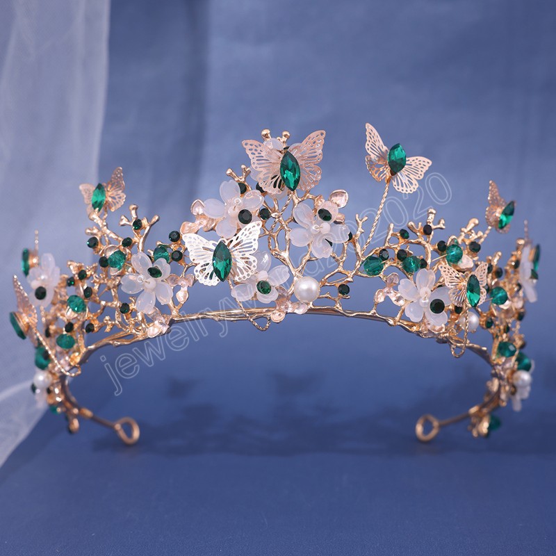 Dolce carino moda AB cristallo perla diadema corona le donne festa di nozze regina nuziale sposa farfalla corona gioielli capelli