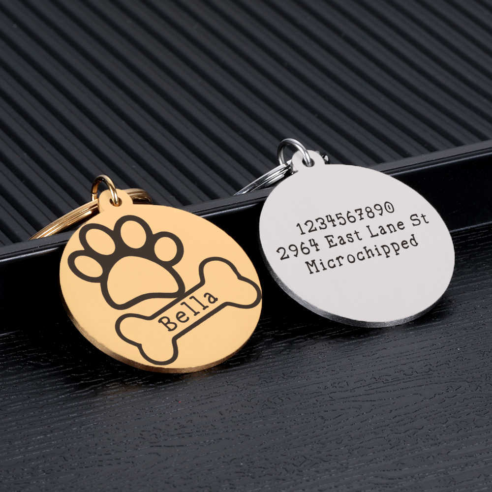 Gepersonaliseerde Aangepaste Identificatie Naam Plaat Graveren Anti-verloren Hond ID Tags voor Puppy Kat Halsband Hanger Adres Tags L230620