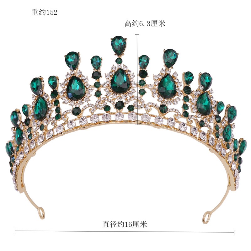 Luxury Princess Tiara Crown Vintage Green Red Blue Crystal Tiara Women Wedding Headdress Gift Hair Jewelry