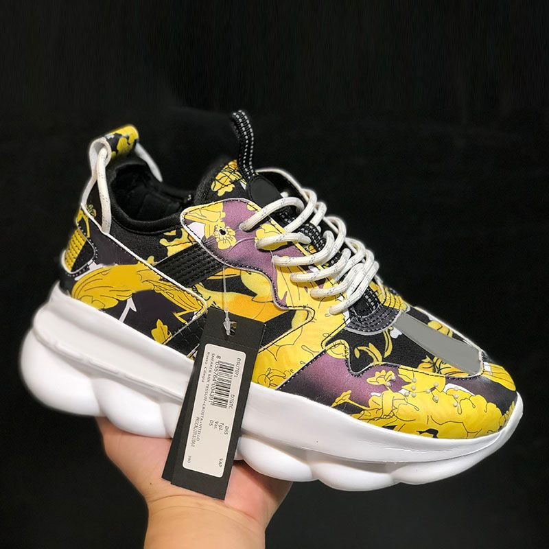 Chain Reaction Itália Sapatos casuais tênis de plataforma triplo preto branco camurça multicolorida sapatos de grife de luxo amarelo fluo bronzeado tênis grande para crianças