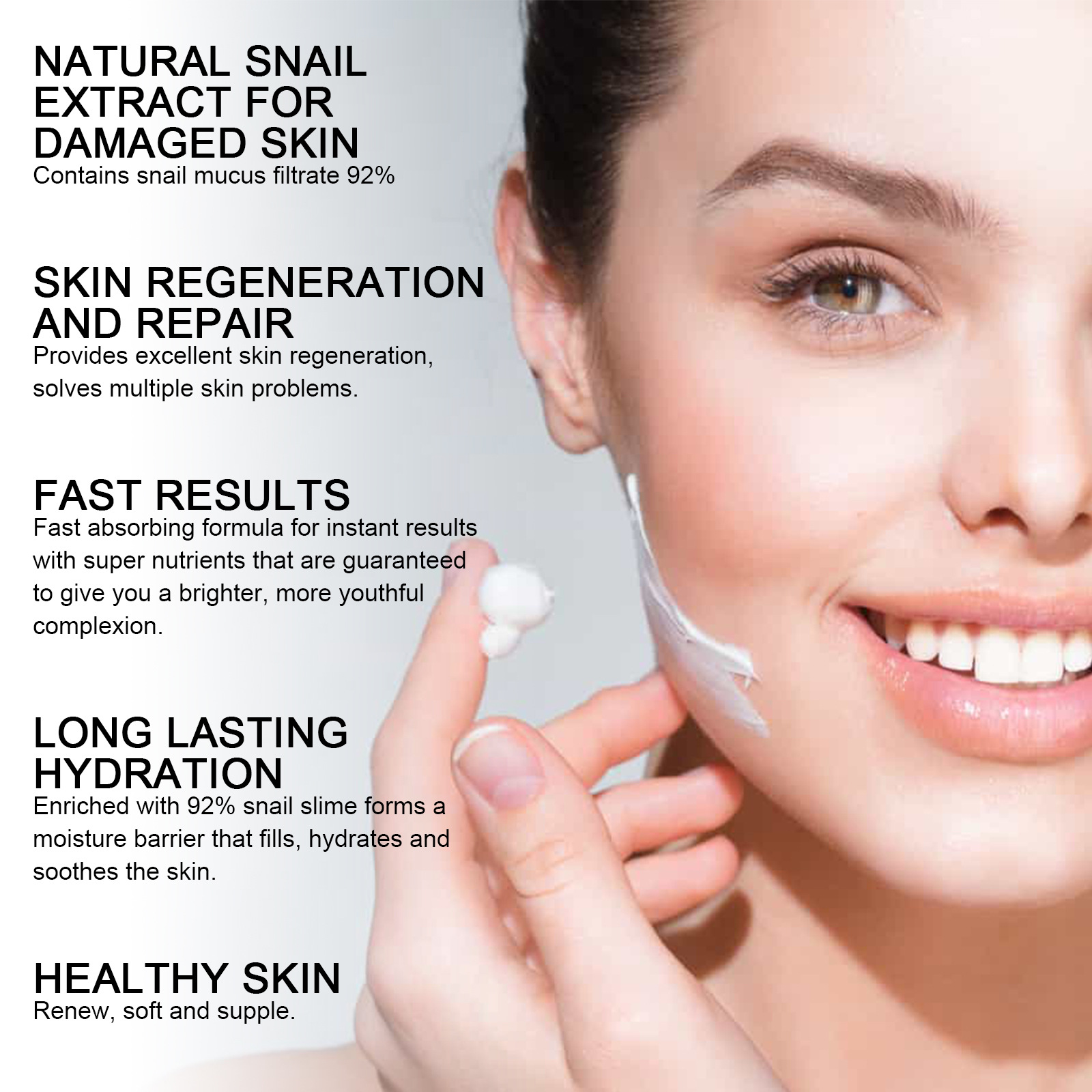 Advanced Snail 92 Snail Essence Cream Reduces Fine Lines and Hydrates and firming skin anti-aging essence