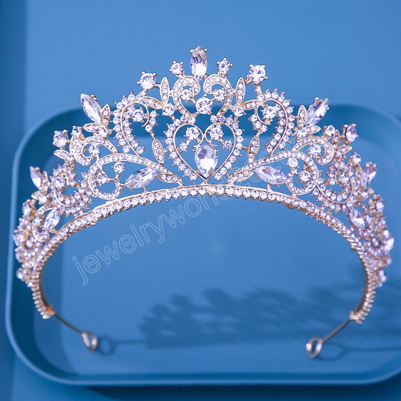 Luxus AB Kristall Blume Tiara Krone Für Frauen Hochzeit Party Geschenk Mädchen Braut Braut Wasser Tropfen Krone Haar Schmuck